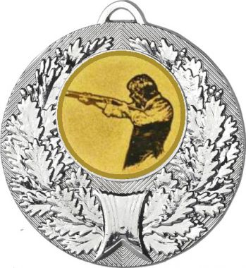 Медаль №587-192 (Стрельба, диаметр 50 мм (Медаль цвет серебро плюс жетон для вклейки) Место для вставок: обратная сторона диаметр 45 мм)