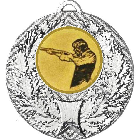 Медаль №587-192 (Пулевая стрельба, диаметр 50 мм (Медаль цвет серебро плюс жетон для вклейки) Место для вставок: обратная сторона диаметр 45 мм)