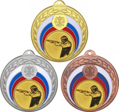 Комплект медалей №587-196 (Стрельба, диаметр 50 мм (Три медали плюс три жетона для вклейки) Место для вставок: обратная сторона диаметр 45 мм)