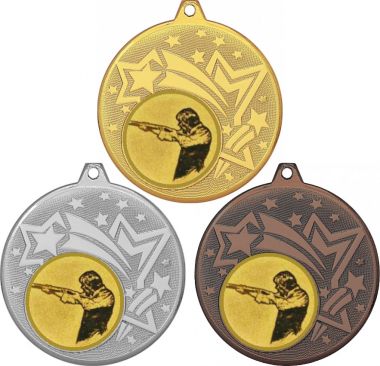 Комплект медалей №587-27 (Стрельба, диаметр 45 мм (Три медали плюс три жетона для вклейки) Место для вставок: обратная сторона диаметр 39 мм)