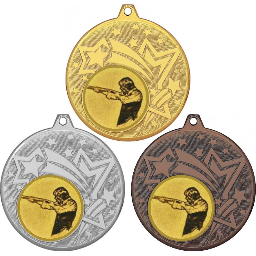 Комплект медалей №587-1274 (Пулевая стрельба, диаметр 45 мм (Три медали плюс три жетона для вклейки) Место для вставок: обратная сторона диаметр 40 мм)