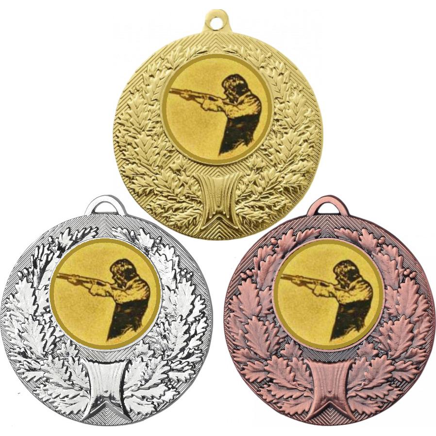 Комплект медалей №587-192 (Пулевая стрельба, диаметр 50 мм (Три медали плюс три жетона для вклейки) Место для вставок: обратная сторона диаметр 45 мм)