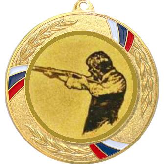 Медаль №587-1285 (Стрельба, диаметр 70 мм (Медаль цвет золото плюс жетон для вклейки) Место для вставок: обратная сторона диаметр 60 мм)