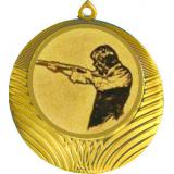 Медаль №587-8 (Стрельба, диаметр 70 мм (Медаль цвет золото плюс жетон для вклейки) Место для вставок: обратная сторона диаметр 64 мм)