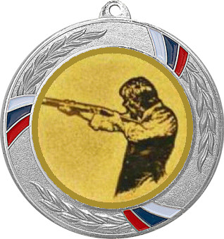 Медаль №587-1285 (Стрельба, диаметр 70 мм (Медаль цвет серебро плюс жетон для вклейки) Место для вставок: обратная сторона диаметр 60 мм)