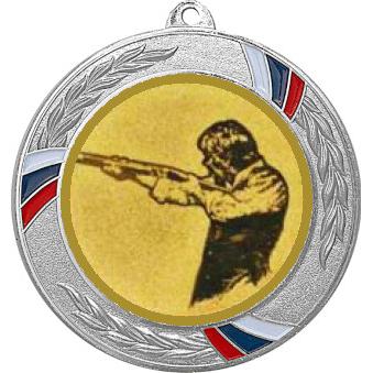 Медаль №587-1285 (Пулевая стрельба, диаметр 70 мм (Медаль цвет серебро плюс жетон для вклейки) Место для вставок: обратная сторона диаметр 60 мм)