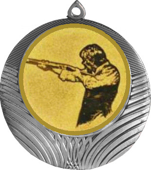 Медаль №587-8 (Стрельба, диаметр 70 мм (Медаль цвет серебро плюс жетон для вклейки) Место для вставок: обратная сторона диаметр 64 мм)