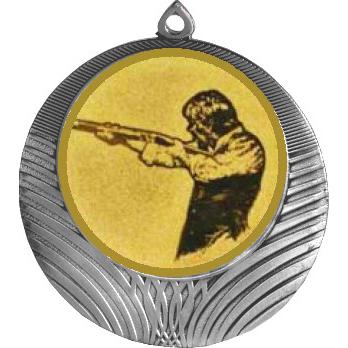 Медаль №587-8 (Пулевая стрельба, диаметр 70 мм (Медаль цвет серебро плюс жетон для вклейки) Место для вставок: обратная сторона диаметр 64 мм)
