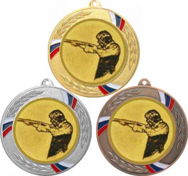 Комплект медалей №587-1285 (Стрельба, диаметр 70 мм (Три медали плюс три жетона для вклейки) Место для вставок: обратная сторона диаметр 60 мм)