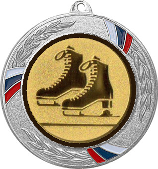 Медаль №588-1285 (Фигурное катание, диаметр 70 мм (Медаль цвет серебро плюс жетон для вклейки) Место для вставок: обратная сторона диаметр 60 мм)
