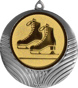 Медаль №588-8 (Фигурное катание, диаметр 70 мм (Медаль цвет серебро плюс жетон для вклейки) Место для вставок: обратная сторона диаметр 64 мм)