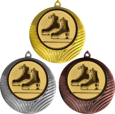 Комплект медалей №588-8 (Фигурное катание, диаметр 70 мм (Три медали плюс три жетона для вклейки) Место для вставок: обратная сторона диаметр 64 мм)