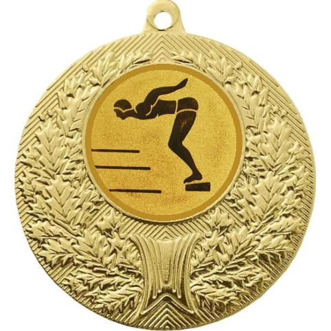 Медаль №59-192 (Плавание, диаметр 50 мм (Медаль цвет золото плюс жетон для вклейки) Место для вставок: обратная сторона диаметр 45 мм)