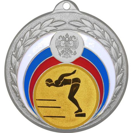 Медаль №59-196 (Плавание, диаметр 50 мм (Медаль цвет серебро плюс жетон для вклейки) Место для вставок: обратная сторона диаметр 45 мм)