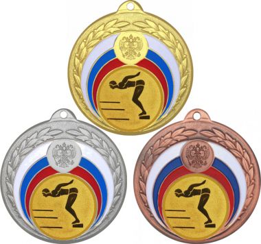 Комплект медалей №59-196 (Прыжки в воду, диаметр 50 мм (Три медали плюс три жетона для вклейки) Место для вставок: обратная сторона диаметр 45 мм)
