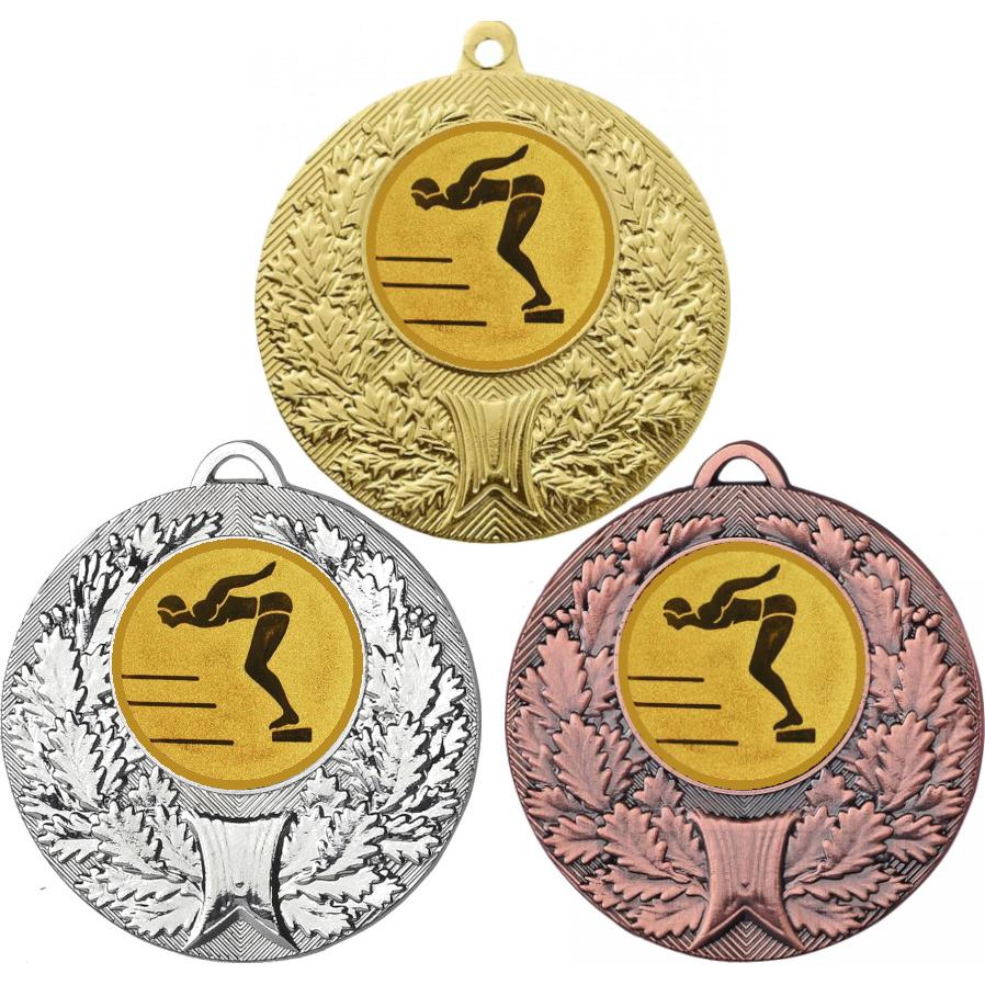 Комплект медалей №59-192 (Плавание, диаметр 50 мм (Три медали плюс три жетона для вклейки) Место для вставок: обратная сторона диаметр 45 мм)