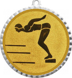 Медаль №59-1302 (Прыжки в воду, диаметр 56 мм (Медаль цвет серебро плюс жетон для вклейки) Место для вставок: обратная сторона диаметр 50 мм)