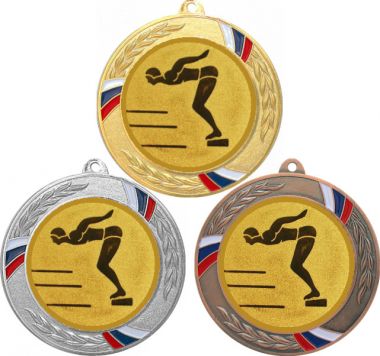 Комплект медалей №59-1285 (Прыжки в воду, диаметр 70 мм (Три медали плюс три жетона для вклейки) Место для вставок: обратная сторона диаметр 60 мм)