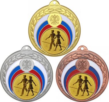 Комплект медалей №6-196 (Танцы, диаметр 50 мм (Три медали плюс три жетона для вклейки) Место для вставок: обратная сторона диаметр 45 мм)