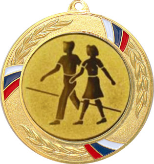 Медаль №6-1285 (Танцы, диаметр 70 мм (Медаль цвет золото плюс жетон для вклейки) Место для вставок: обратная сторона диаметр 60 мм)