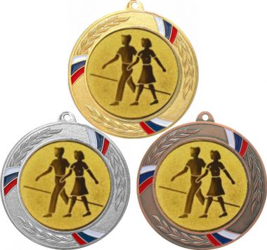 Комплект медалей №6-1285 (Танцы, диаметр 70 мм (Три медали плюс три жетона для вклейки) Место для вставок: обратная сторона диаметр 60 мм)