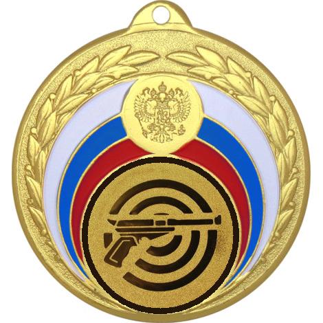 Медаль №60-196 (Пулевая стрельба, диаметр 50 мм (Медаль цвет золото плюс жетон для вклейки) Место для вставок: обратная сторона диаметр 45 мм)