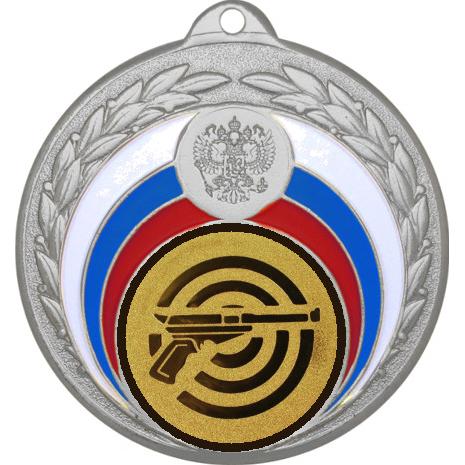 Медаль №60-196 (Пулевая стрельба, диаметр 50 мм (Медаль цвет серебро плюс жетон для вклейки) Место для вставок: обратная сторона диаметр 45 мм)