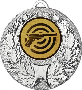 Медаль №60-192 (Стрельба, диаметр 50 мм (Медаль цвет серебро плюс жетон для вклейки) Место для вставок: обратная сторона диаметр 45 мм)