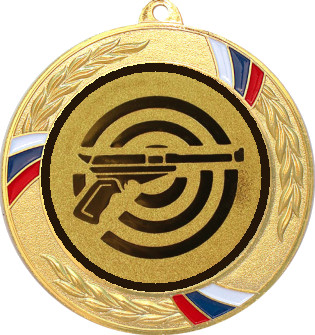 Медаль №60-1285 (Стрельба, диаметр 70 мм (Медаль цвет золото плюс жетон для вклейки) Место для вставок: обратная сторона диаметр 60 мм)