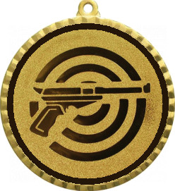 Медаль №60-8 (Стрельба, диаметр 70 мм (Медаль цвет золото плюс жетон для вклейки) Место для вставок: обратная сторона диаметр 64 мм)