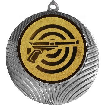 Медаль №60-8 (Пулевая стрельба, диаметр 70 мм (Медаль цвет серебро плюс жетон для вклейки) Место для вставок: обратная сторона диаметр 64 мм)