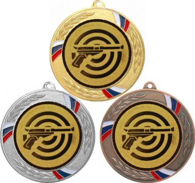 Комплект медалей №60-1285 (Стрельба, диаметр 70 мм (Три медали плюс три жетона для вклейки) Место для вставок: обратная сторона диаметр 60 мм)