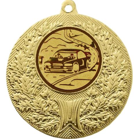 Медаль №61-192 (Автогонки, диаметр 50 мм (Медаль цвет золото плюс жетон для вклейки) Место для вставок: обратная сторона диаметр 45 мм)