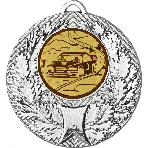 Медаль №61-192 (Автоспорт, диаметр 50 мм (Медаль цвет серебро плюс жетон для вклейки) Место для вставок: обратная сторона диаметр 45 мм)