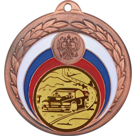 Медаль №61-196 (Автогонки, диаметр 50 мм (Медаль цвет бронза плюс жетон для вклейки) Место для вставок: обратная сторона диаметр 45 мм)
