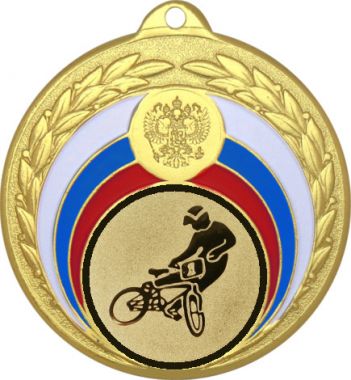 Медаль №612-196 (Велоспорт, диаметр 50 мм (Медаль цвет золото плюс жетон для вклейки) Место для вставок: обратная сторона диаметр 45 мм)