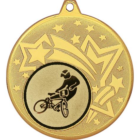 Медаль №612-1274 (Велоспорт, диаметр 45 мм (Медаль цвет золото плюс жетон для вклейки) Место для вставок: обратная сторона диаметр 40 мм)