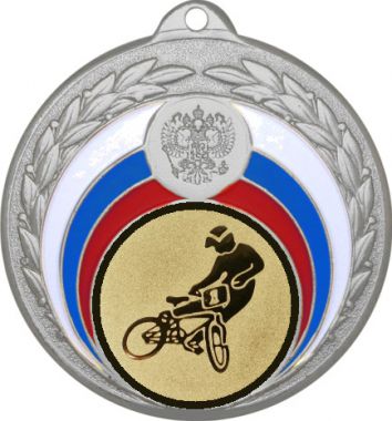Медаль №612-196 (Велоспорт, диаметр 50 мм (Медаль цвет серебро плюс жетон для вклейки) Место для вставок: обратная сторона диаметр 45 мм)