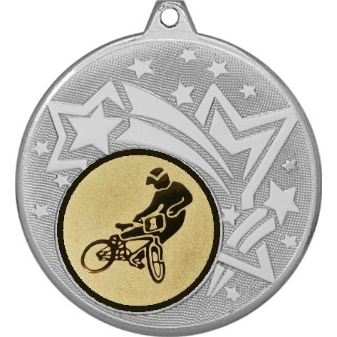 Медаль №612-1274 (Велоспорт, диаметр 45 мм (Медаль цвет серебро плюс жетон для вклейки) Место для вставок: обратная сторона диаметр 40 мм)
