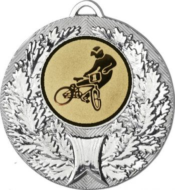 Медаль №612-192 (Велоспорт, диаметр 50 мм (Медаль цвет серебро плюс жетон для вклейки) Место для вставок: обратная сторона диаметр 45 мм)