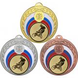 Комплект медалей №612-196 (Велоспорт, диаметр 50 мм (Три медали плюс три жетона для вклейки) Место для вставок: обратная сторона диаметр 45 мм)