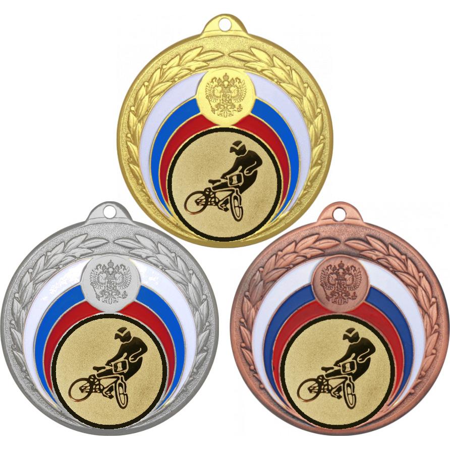 Комплект медалей №612-196 (BMX, диаметр 50 мм (Три медали плюс три жетона для вклейки) Место для вставок: обратная сторона диаметр 45 мм)