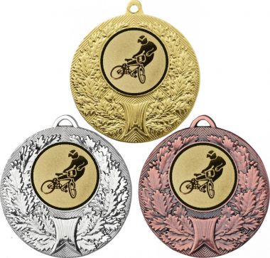 Комплект медалей №612-192 (Велоспорт, диаметр 50 мм (Три медали плюс три жетона для вклейки) Место для вставок: обратная сторона диаметр 45 мм)