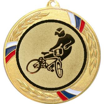 Медаль №612-1285 (Велоспорт, диаметр 70 мм (Медаль цвет золото плюс жетон для вклейки) Место для вставок: обратная сторона диаметр 60 мм)