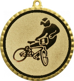 Медаль №612-8 (Велоспорт, диаметр 70 мм (Медаль цвет золото плюс жетон для вклейки) Место для вставок: обратная сторона диаметр 64 мм)