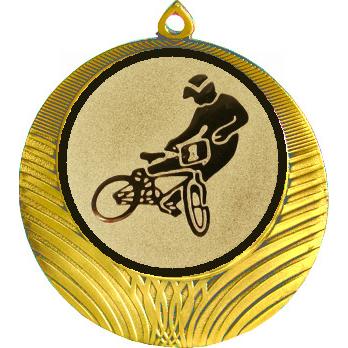 Медаль №612-8 (Велоспорт, диаметр 70 мм (Медаль цвет золото плюс жетон для вклейки) Место для вставок: обратная сторона диаметр 64 мм)
