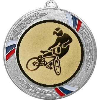 Медаль №612-1285 (Велоспорт, диаметр 70 мм (Медаль цвет серебро плюс жетон для вклейки) Место для вставок: обратная сторона диаметр 60 мм)