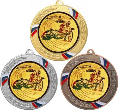 Комплект медалей №625-1285 (Автоспорт, диаметр 70 мм (Три медали плюс три жетона для вклейки) Место для вставок: обратная сторона диаметр 60 мм)