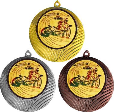 Комплект медалей №625-1302 (Автоспорт, диаметр 56 мм (Три медали плюс три жетона для вклейки) Место для вставок: обратная сторона диаметр 50 мм)