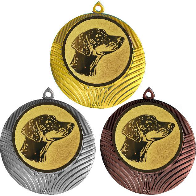 Комплект медалей №626-8 (Собаководство, диаметр 70 мм (Три медали плюс три жетона для вклейки) Место для вставок: обратная сторона диаметр 64 мм)